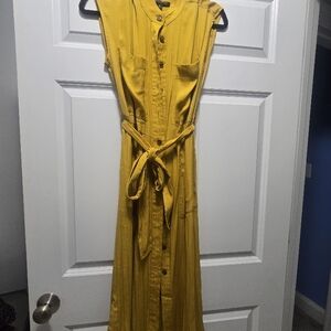 Banana Republic Yellow Button-Down Sleeveless Dress